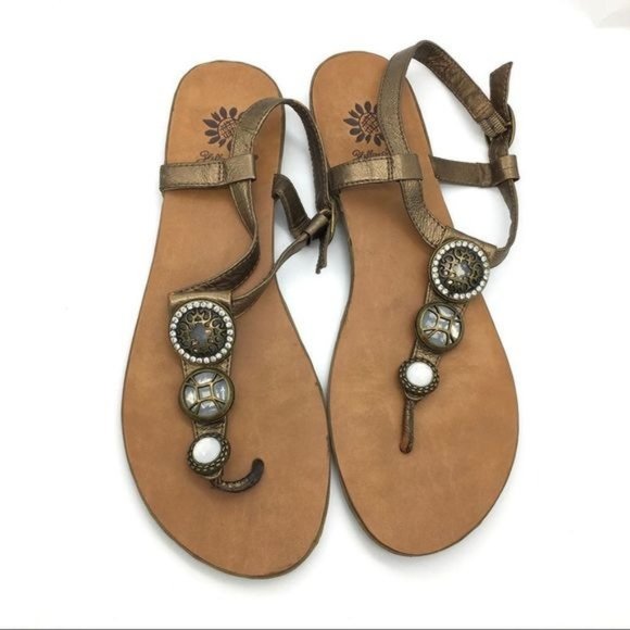 Yellow Box Brown Beaded Sandals - Picture 1 of 9